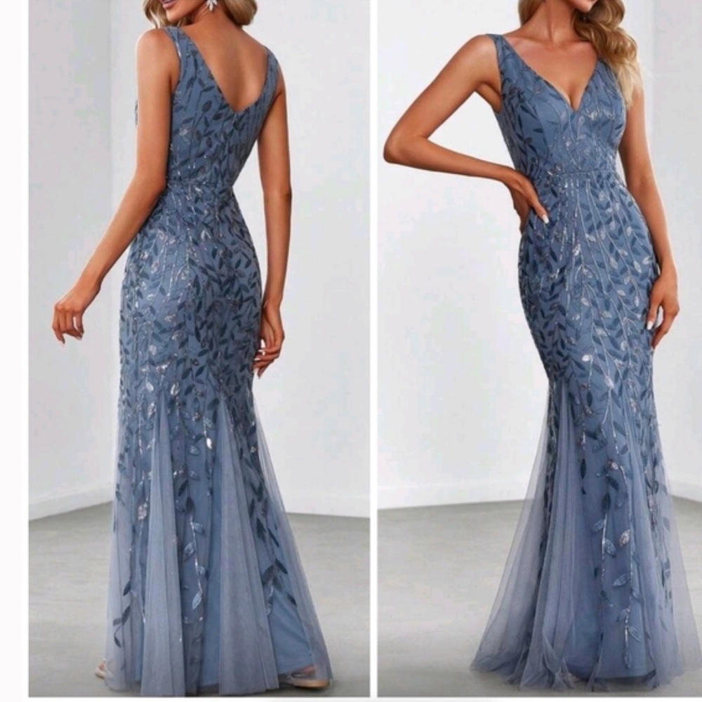 Ever Pretty Elegant Blue Embellished Maxi Dress - Picture 2 of 15